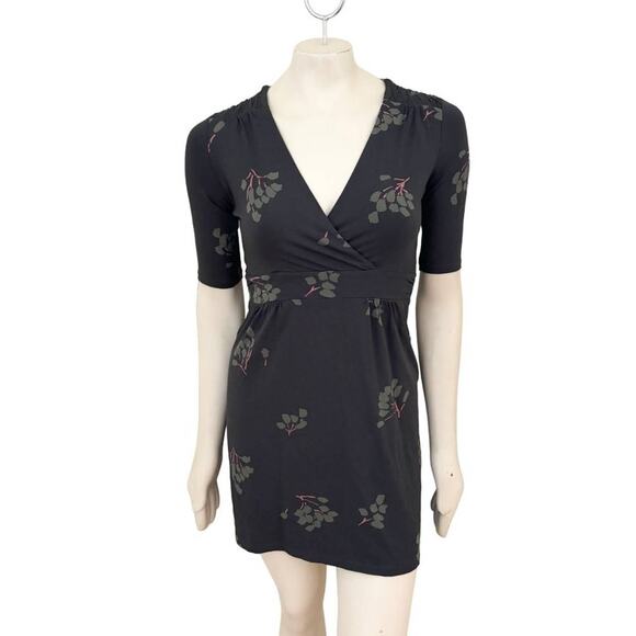 NEW BODEN Faux Wrap Botanical Print Jersey Knit Dress in Gray SZ 2 - Picture 2 of 11